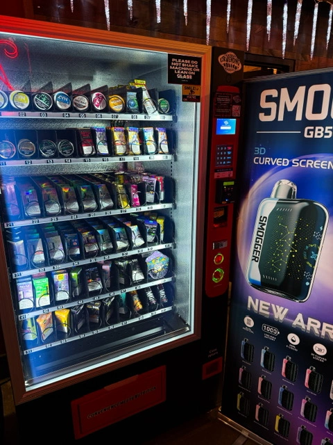 EJR Vending age-verified vape and nicotine vending machines in a DFW venue
