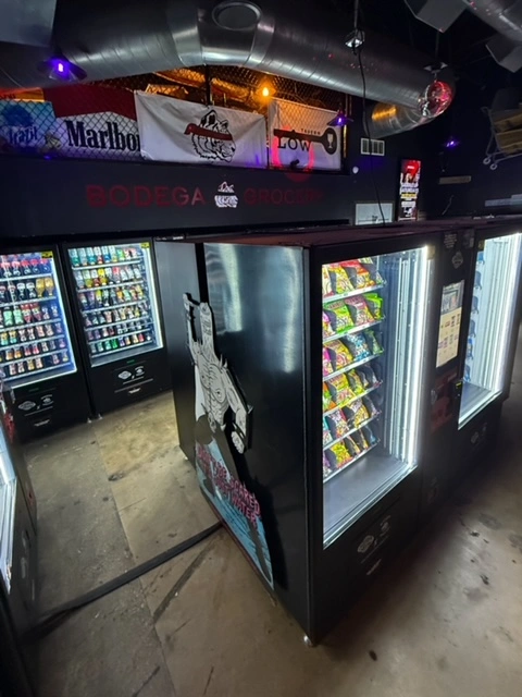 EJR Vending bodega grocery machines stocked with snacks and drinks in DFW